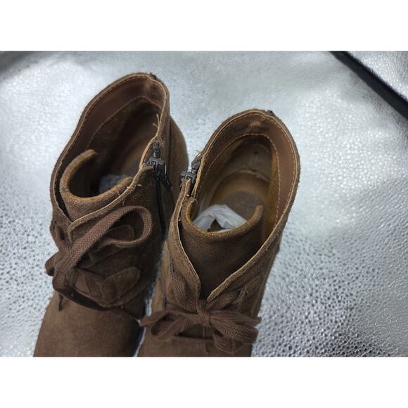 BOC Ankle Boots Style Z4923 Lace-up Side Zip Block Heel Brown Suede Size 7M - Picture 2 of 11